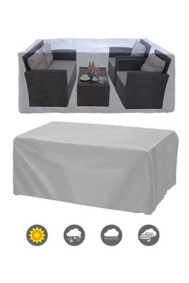 Bahçe Mobilya Brandası 260x160x80 Cm Masa Sandalye Koruma Örtüsü Kılıf Gri Su Geçirmez - 1