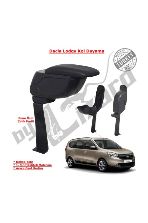 Dacia Lodgy Delmesiz Çelik Ayaklı Sürgülü Kolçak Siyah - 1