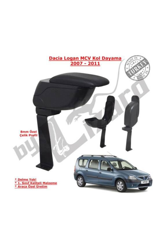 Dacia Logan Mcv Delmesiz Çelik Ayaklı Sürgülü Kolçak Siyah - 1