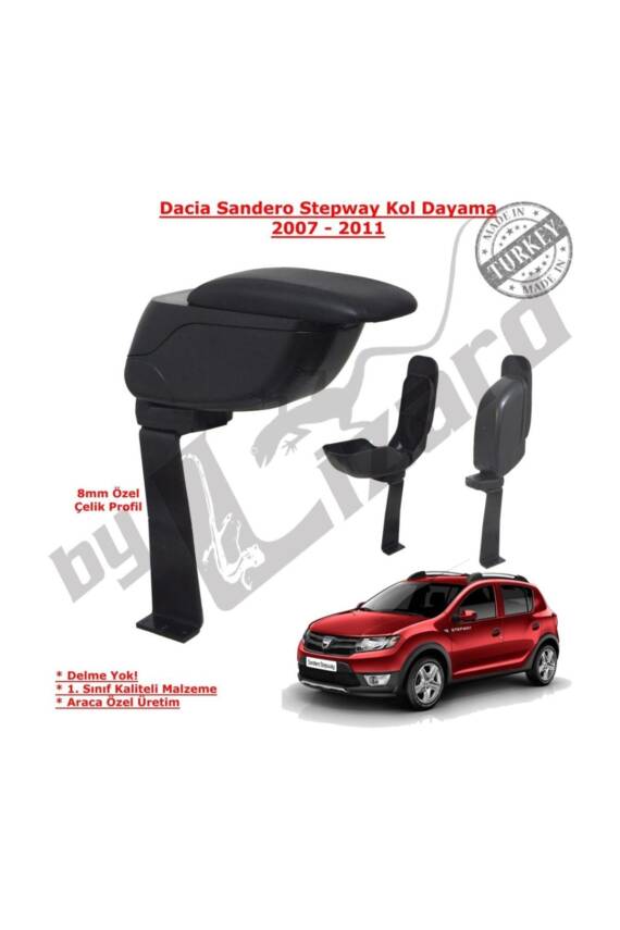 Dacia Sandero I Stepway Delmesiz Çelik Ayaklı Kolçak Siyah - 1