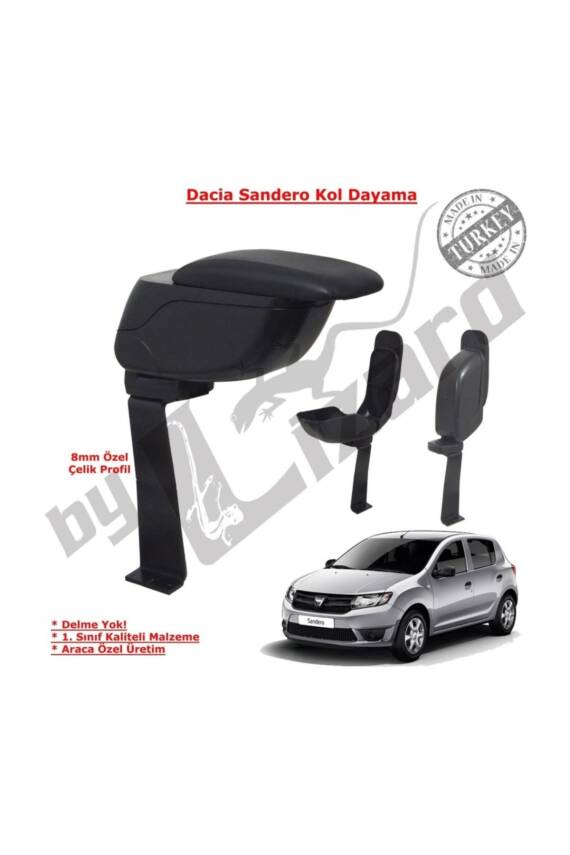 Dacia Sandero Iı Delmesiz Çelik Ayaklı Kolçak Siyah - 1