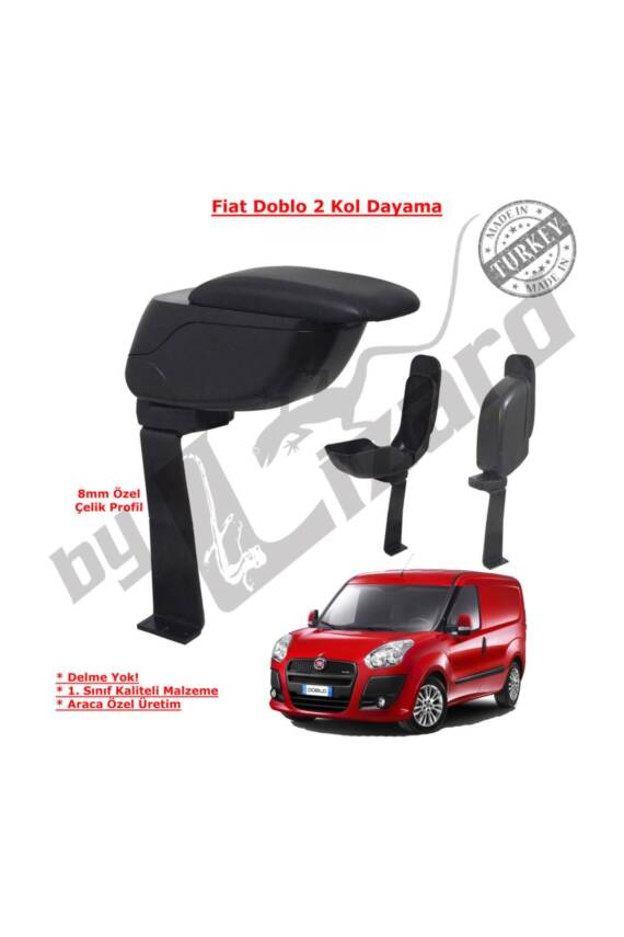 Fiat Doblo 2010-2016 Delmesiz Çelik Ayaklı Sürgülü Kolçak S - 1